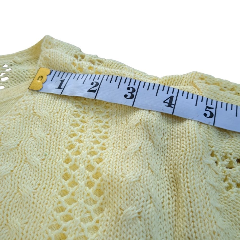 Denim & Co Bright Yellow Pointelle Knit Sweater 3XL - Picture 8 of 10